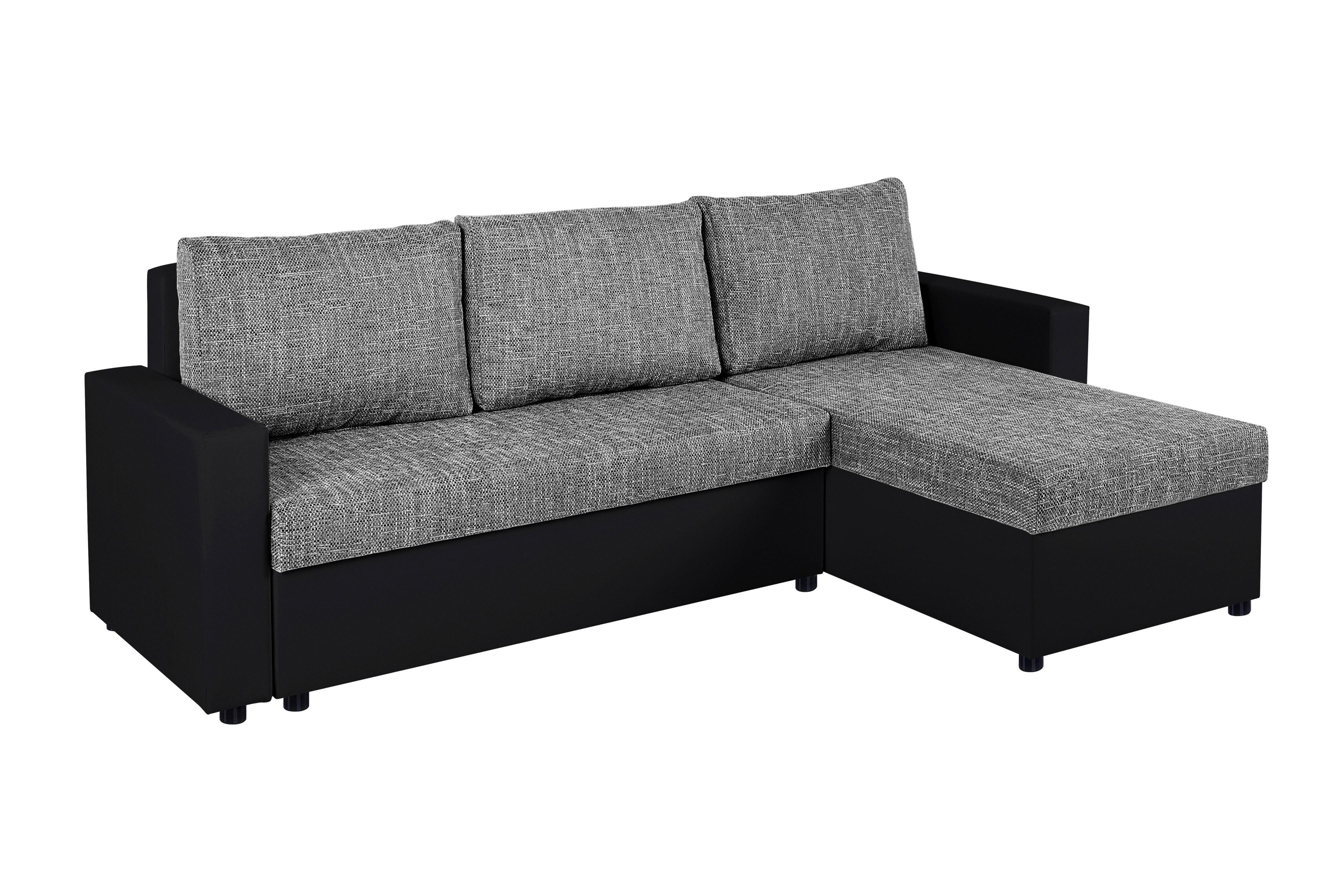 Ecksofa Hit Grau, Schwarz S: 147x228cm - Schwarz/Grau, Design, Holzwerkstoff/Kunststoff (147/228cm) - P & B