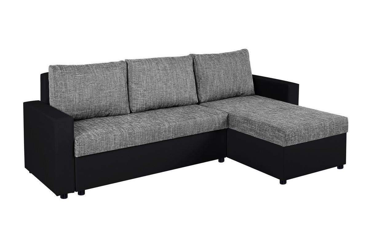Ecksofa Hit Grau, Schwarz S: 147x228cm - Schwarz/Grau, Design, Holzwerkstoff/Kunststoff (147/228cm) - P & B