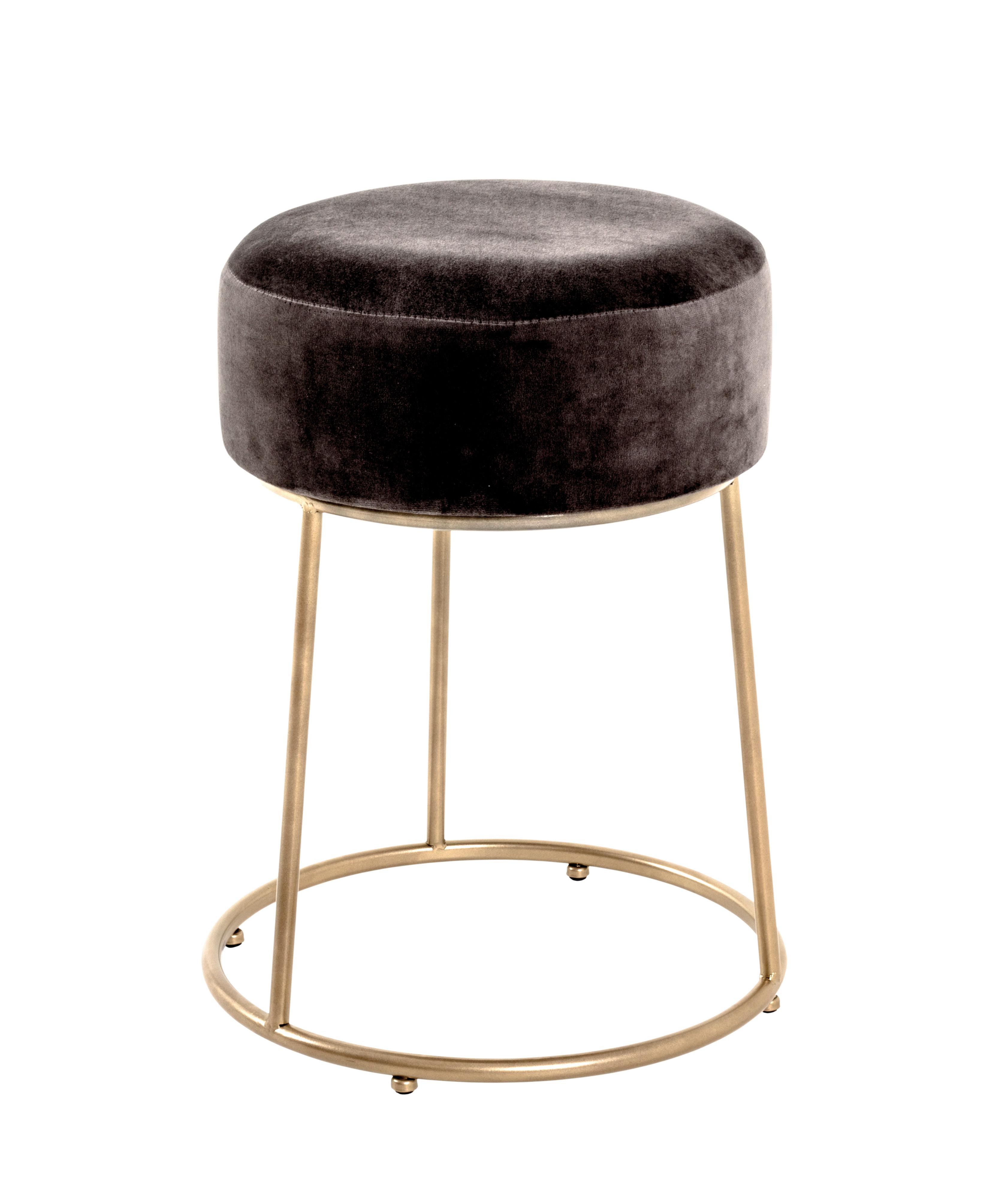 Hocker Stool Grau/Goldfarben Sitz gepolstert H: 46 cm rund - Goldfarben/Grau, Basics, Holzwerkstoff/Textil (30/46cm)