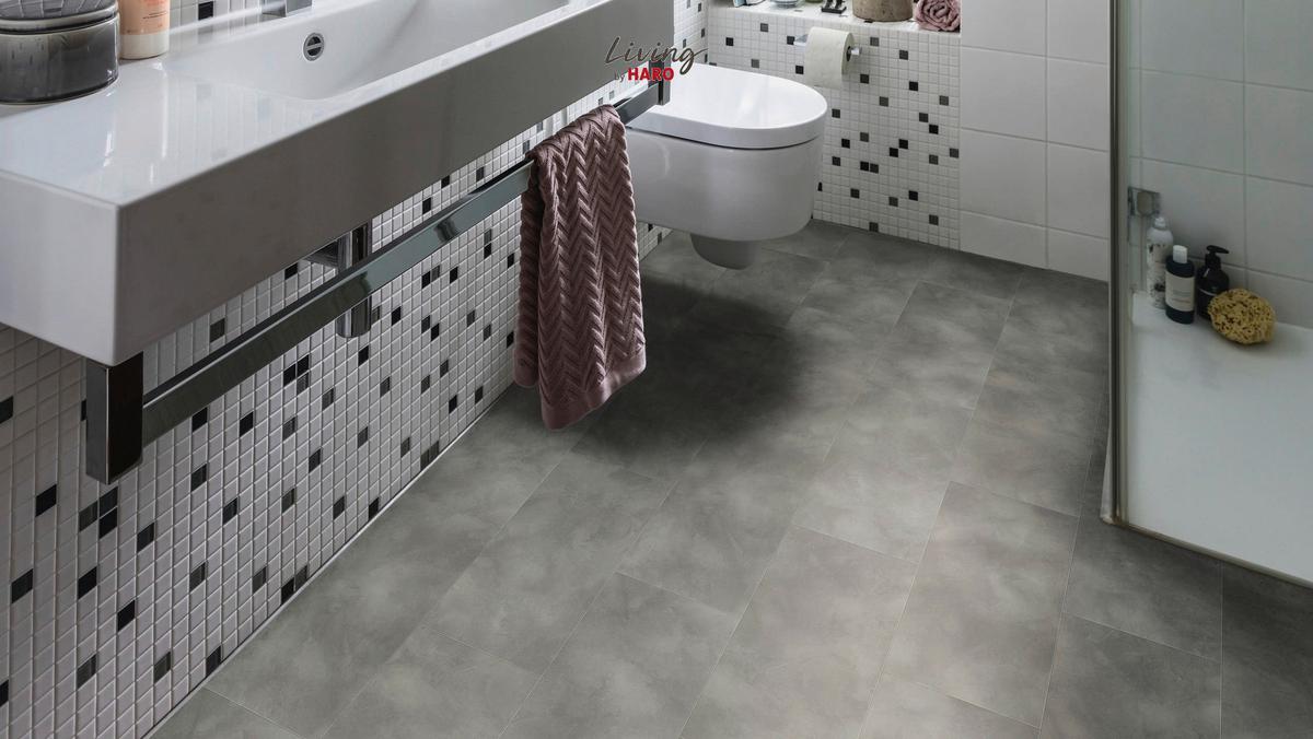 Vinylboden Fliesenoptik Grau /dunkelgrau Klick-Vinyl - Dunkelgrau/Grau, Design, Holzwerkstoff (63,1/31,3/0,65cm) - Living by HARO