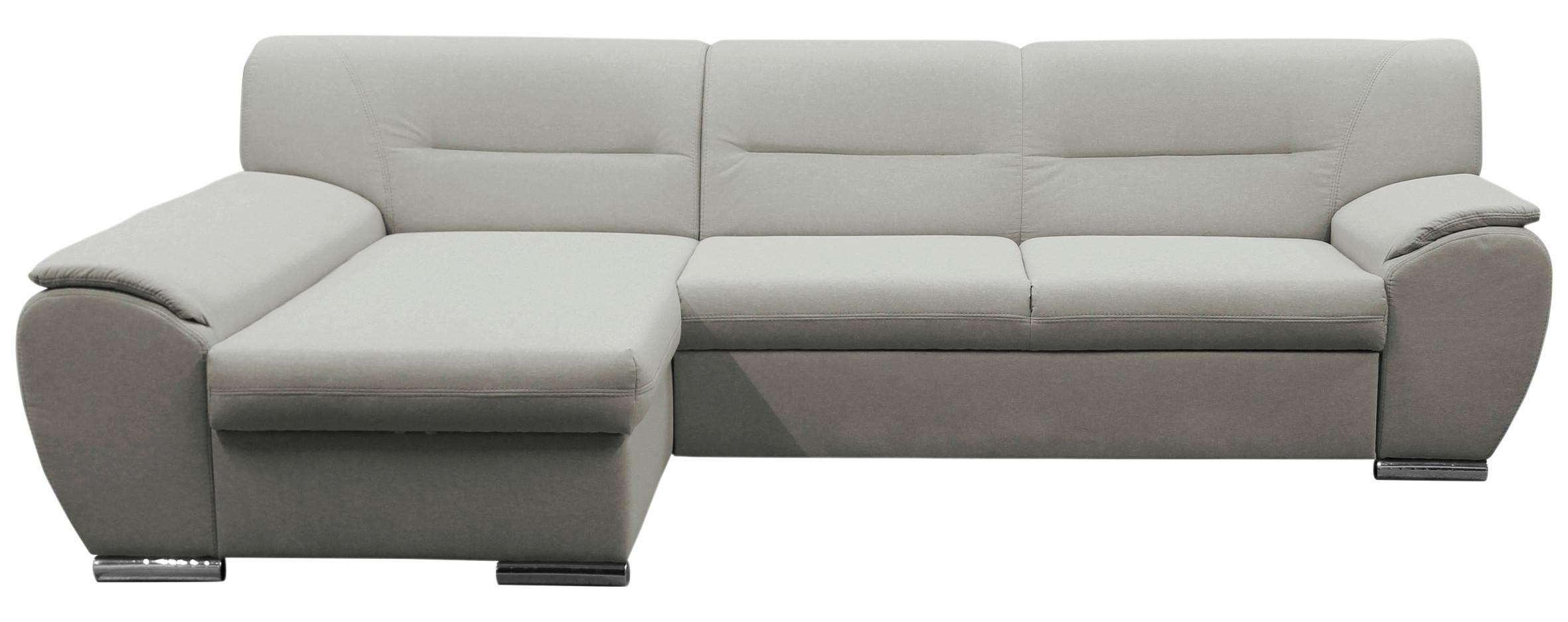 Veratti New Beige inkl. Schlaffunktion Ottomane Links - Beige/Silberfarben, Design, Textil (167/281cm) - MID.YOU