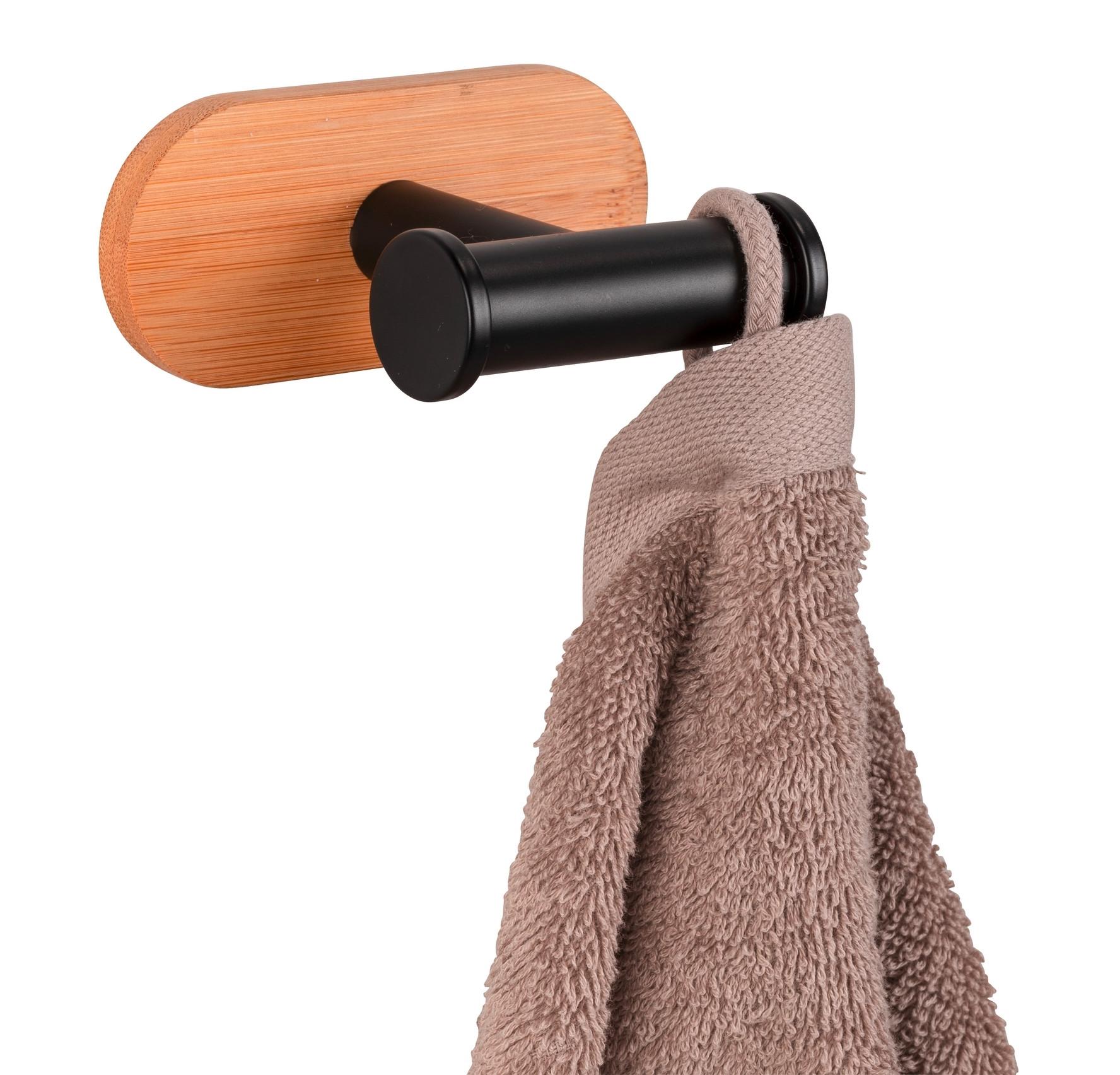 Háčik na uteráky OREA BAMBOO - SB - - čierna/prírodná farba, Modern, kov/drevo (10/4,5/7cm) - Mömax