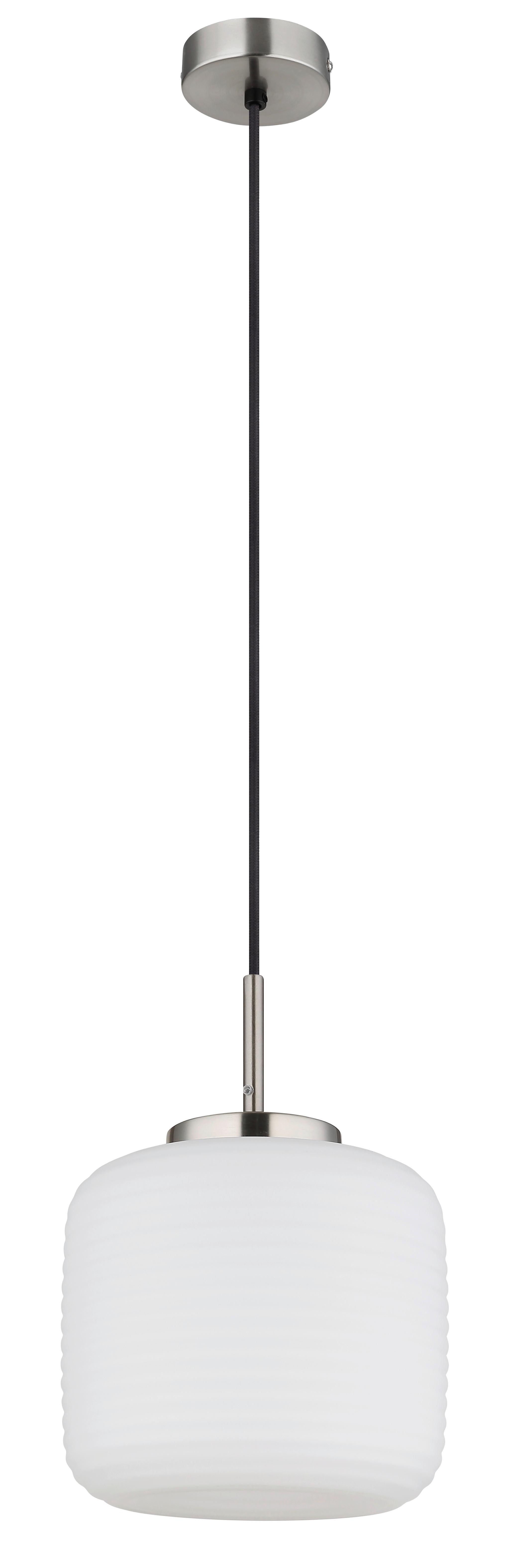 Hängeleuchte Kladora D: 24 cm Schwarz Weiß Nickelfarben - Schwarz/Weiß, KONVENTIONELL, Glas/Textil (24/130cm) - Globo