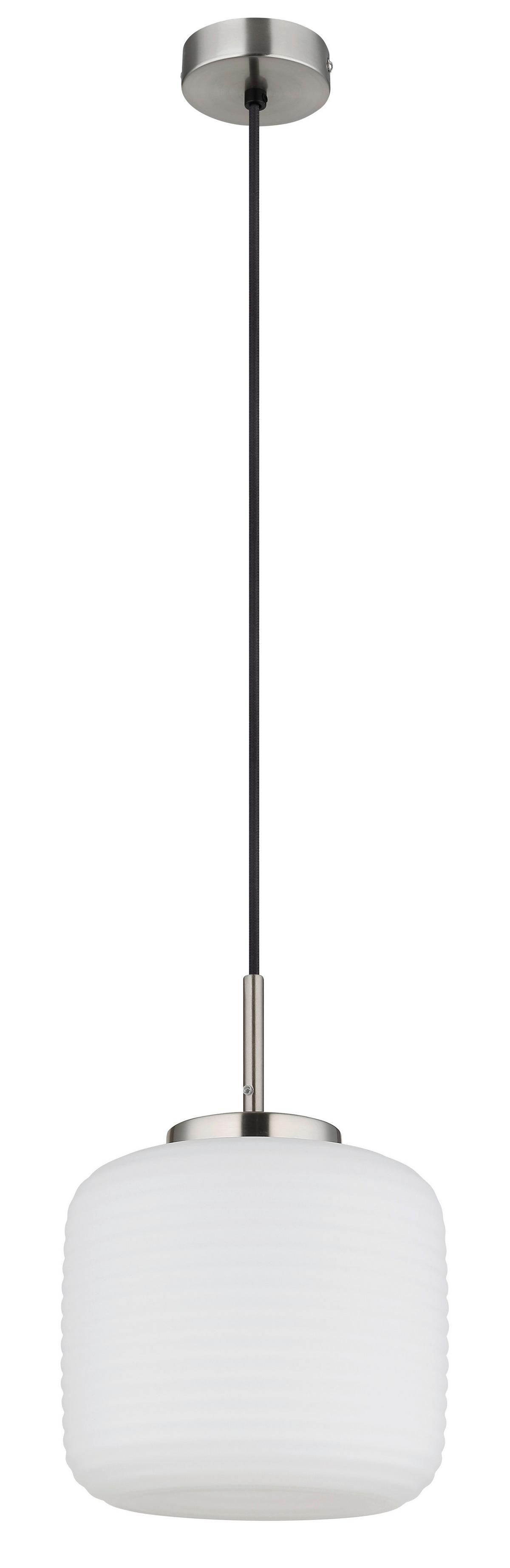 Hängeleuchte Kladora D: 24 cm Schwarz Weiß Nickelfarben - Schwarz/Weiß, KONVENTIONELL, Glas/Textil (24/130cm) - Globo