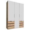 Drehtürenschrank Mit Schubladen 150cm Level 36a, Eichendekor - Eichefarben/Weiß, MODERN, Holzwerkstoff (150/216/58cm) - MID.YOU
