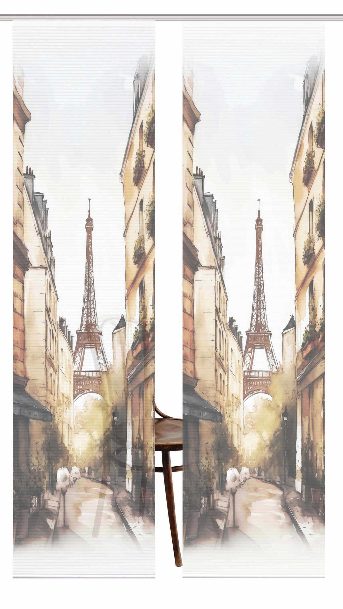 Flächenvorhang Francq 2er Set - Naturfarben/Weiß, LIFESTYLE, Textil (60/245cm)