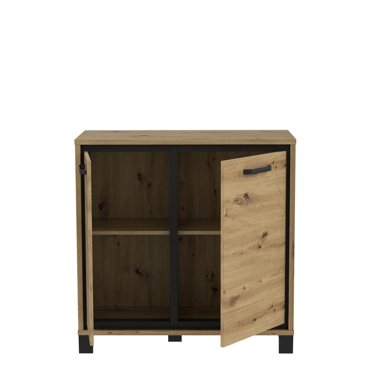 Kommode B 91,4 Cm Trondheim, Eiche Dekor/schwarz - Eichefarben/Schwarz, MODERN, Holzwerkstoff/Kunststoff (91,4/91,2/41,5cm) - MID.YOU