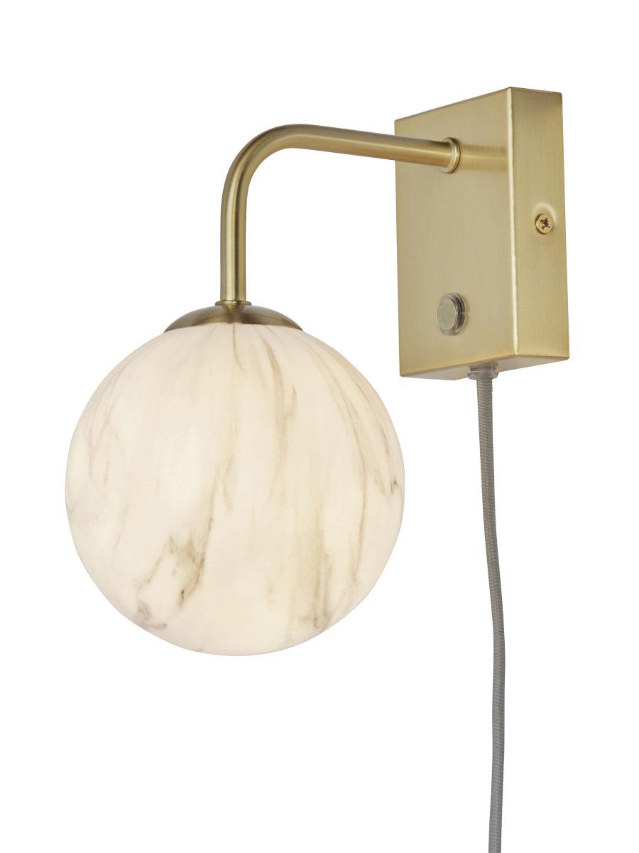 Wandleuchte Carrera 1-Flammig Mit Schalter - Goldfarben/Weiß, Basics, Glas/Metall (12cm) - It's about Romi