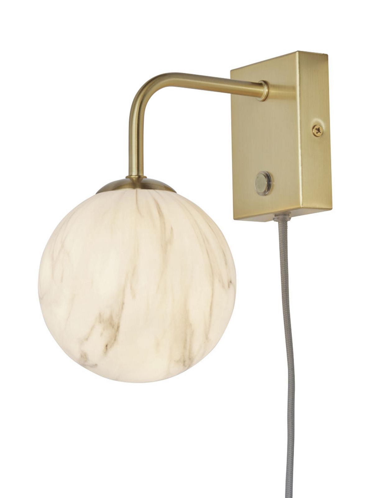 Wandleuchte Carrera 1-Flammig Mit Schalter - Goldfarben/Weiß, Basics, Glas/Metall (12cm) - It's about Romi
