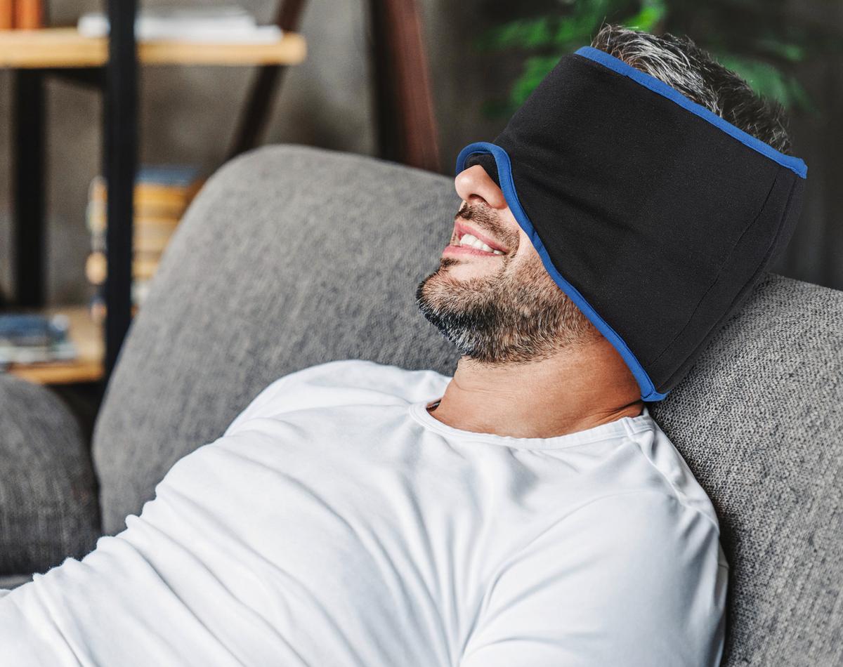 Schlafmaske Mysleepmask L/XL Schwarz/Blau - Blau/Schwarz, Basics, Textil (28/19/1cm)