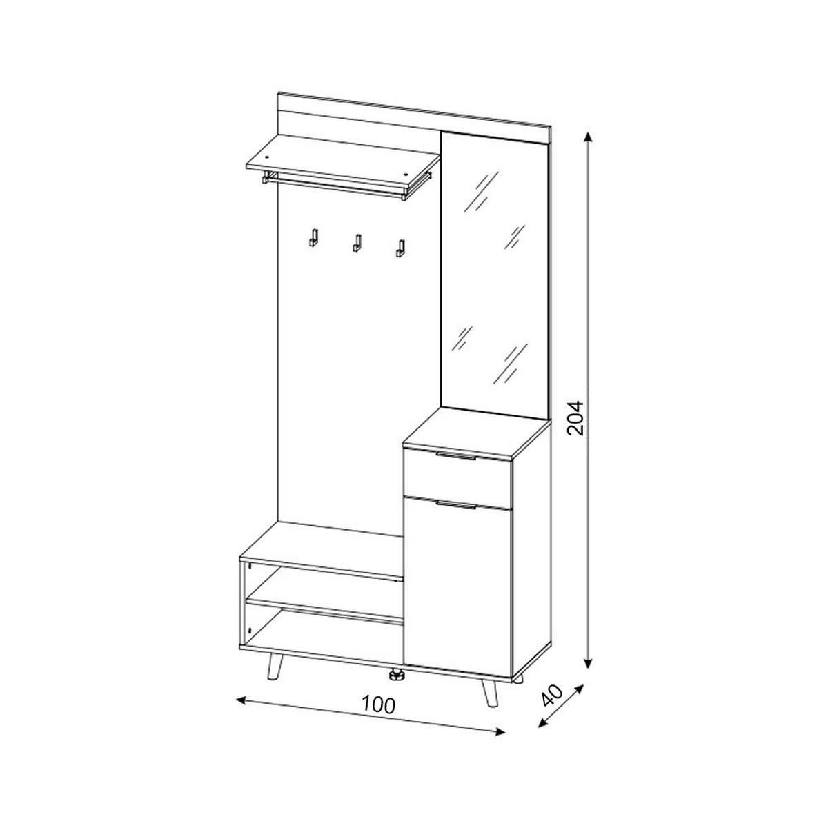 Predsieňový nábytok Amando 2, š: 100 cm - kašmírová, Konventionell, kompozitné drevo (100/204/40cm)