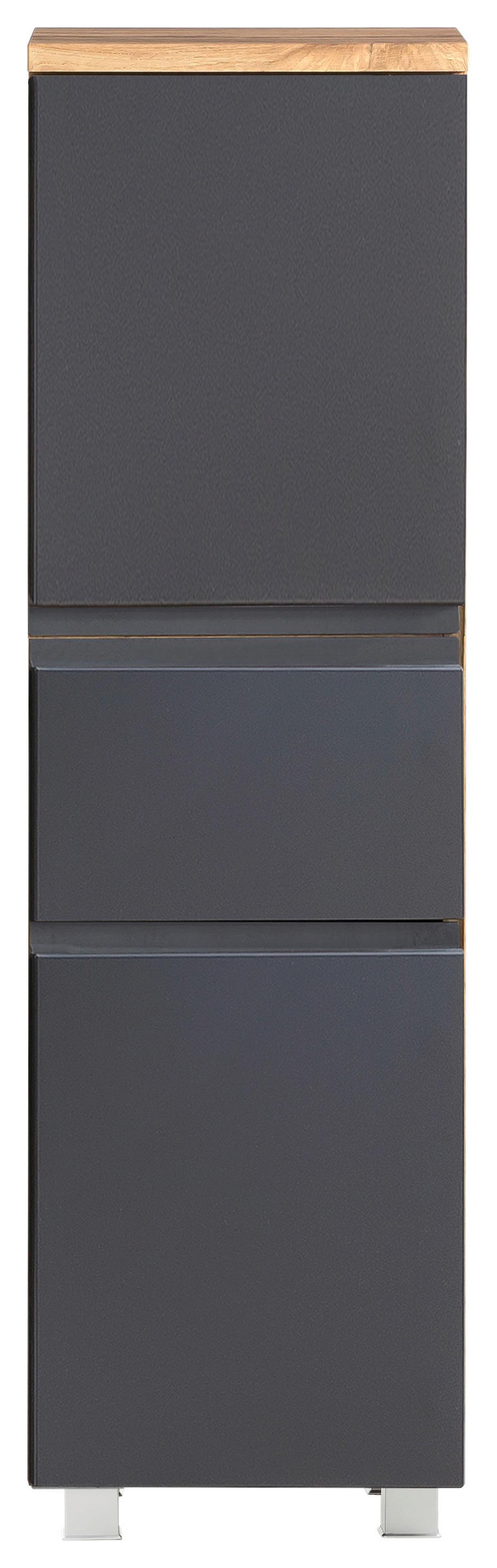 Midischrank Varese B: 40 Cm Grau/eiche Wotan - Eiche Wotan/Grau, MODERN, Holzwerkstoff (40/130/35cm) - Held