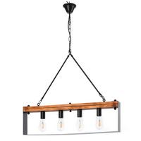 Hängeleuchte 5046/S4 - Schwarz/Braun, Natur, Holz/Metall (80/8/100cm)