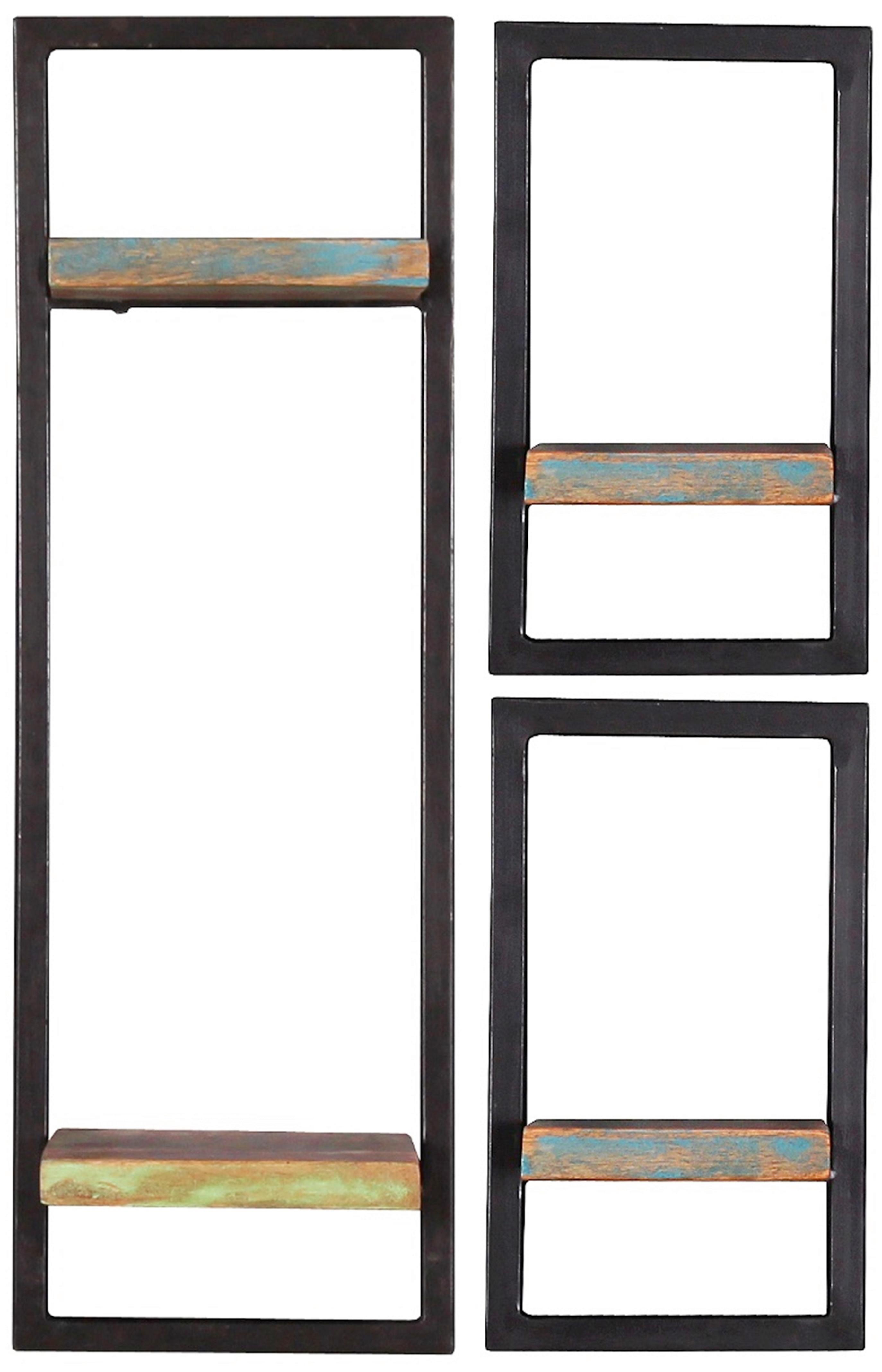 WANDREGALSET 3-TLG. WANDREGAL-SET ALTHOLZ - Multicolor/Schwarz, Design, Holz/Metall (50/75/25cm) - MID.YOU