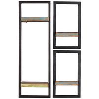 WANDREGALSET 3-TLG. WANDREGAL-SET ALTHOLZ - Multicolor/Schwarz, Design, Holz/Metall (50/75/25cm) - MID.YOU