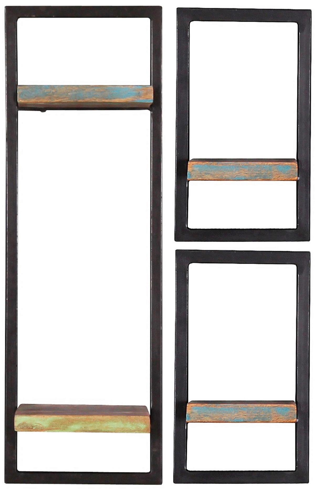 Wandregal Multicolor/schwarz B: 25cm - Multicolor/Schwarz, Design, Holz/Metall (25/75/25cm) - MID.YOU