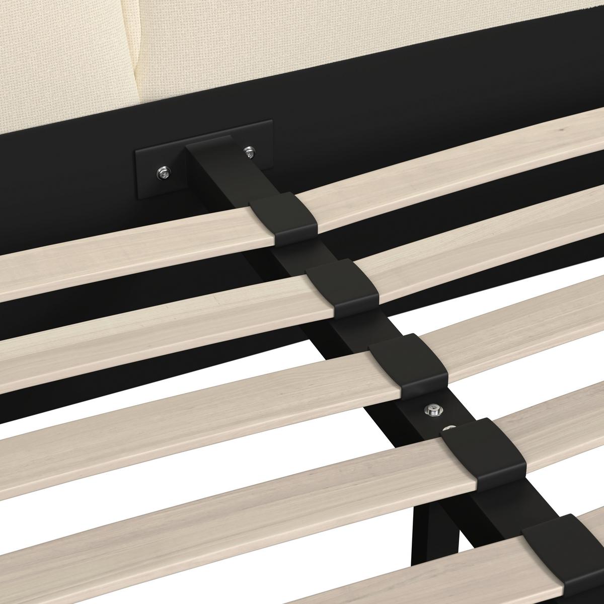 Čalouněná postel EMBRACE 160x200 cm, slonovinová - černá/barvy dubu, Moderní, kov/dřevo (160/200cm) - Bessagi Home