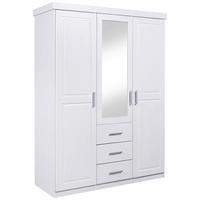 Drehtürenschrank Massiv Mit Spiegel 140 Cm Geraldo Weiß - Weiß, LIFESTYLE, Holz (140/190/55cm) - MID.YOU