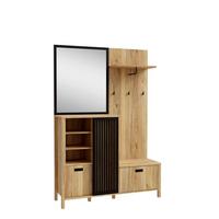 PREDSIEŇOVÝ NÁBYTOK JYTANA - čierna/farba duba, Natur, kompozitné drevo (132/200,3/40,2cm)