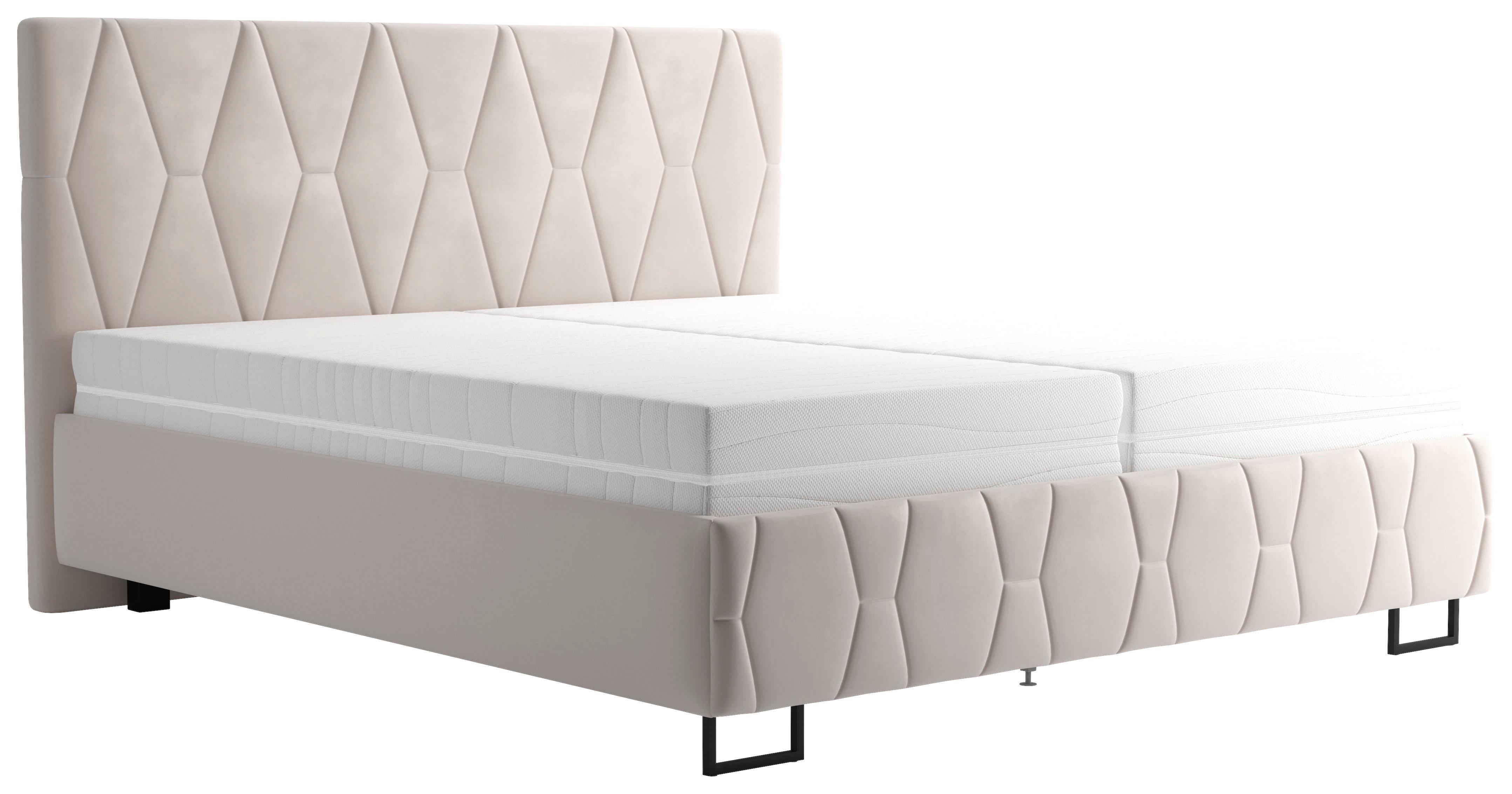 Čalouněná postel ATESSA 180x200 cm, béžová - přírodní barvy/béžová, Moderní, dřevo/textil (180/200cm)