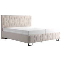 Čalouněná postel ATESSA 160x200 cm,béžová - béžová, Moderní, dřevo/textil (160/200cm)