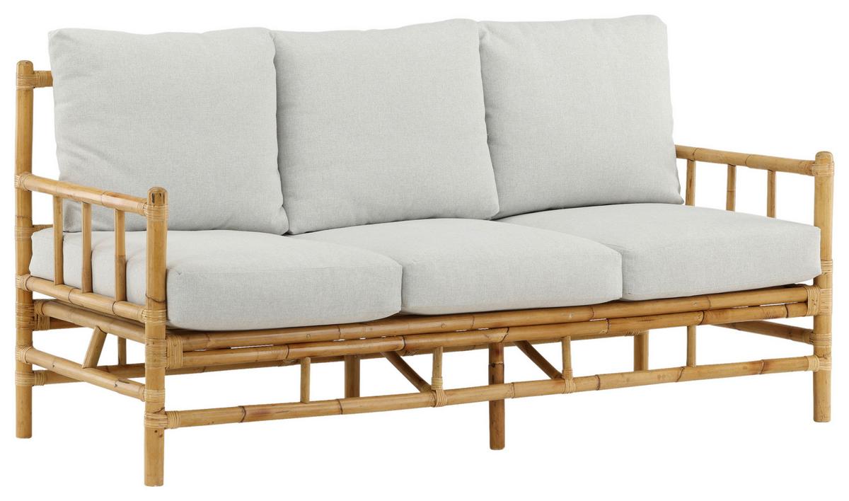 Loungesofa Cane - Hellbraun/Creme, KONVENTIONELL, Holz/Textil (180/88/77cm) - Gardenson