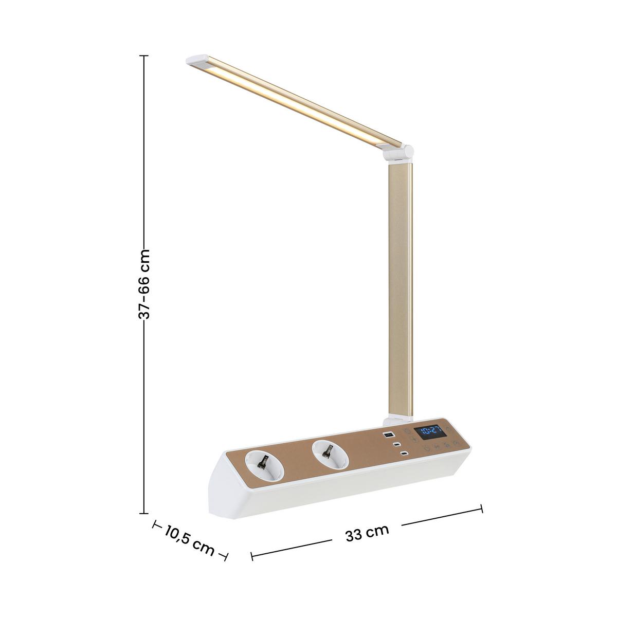 LED LAMPA NA PSACÍ STŮL MULTI - bílá/barva růžového zlata, Moderní, kov/plast (33/10,5/37-66cm) - Mömax