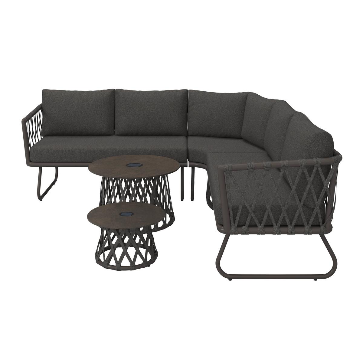 TERASOVÁ SEDACIA SÚPRAVA ELEA - antracitová/tmavosivá, Modern, kov/textil (234/74/77cm) - Bessagi Garden