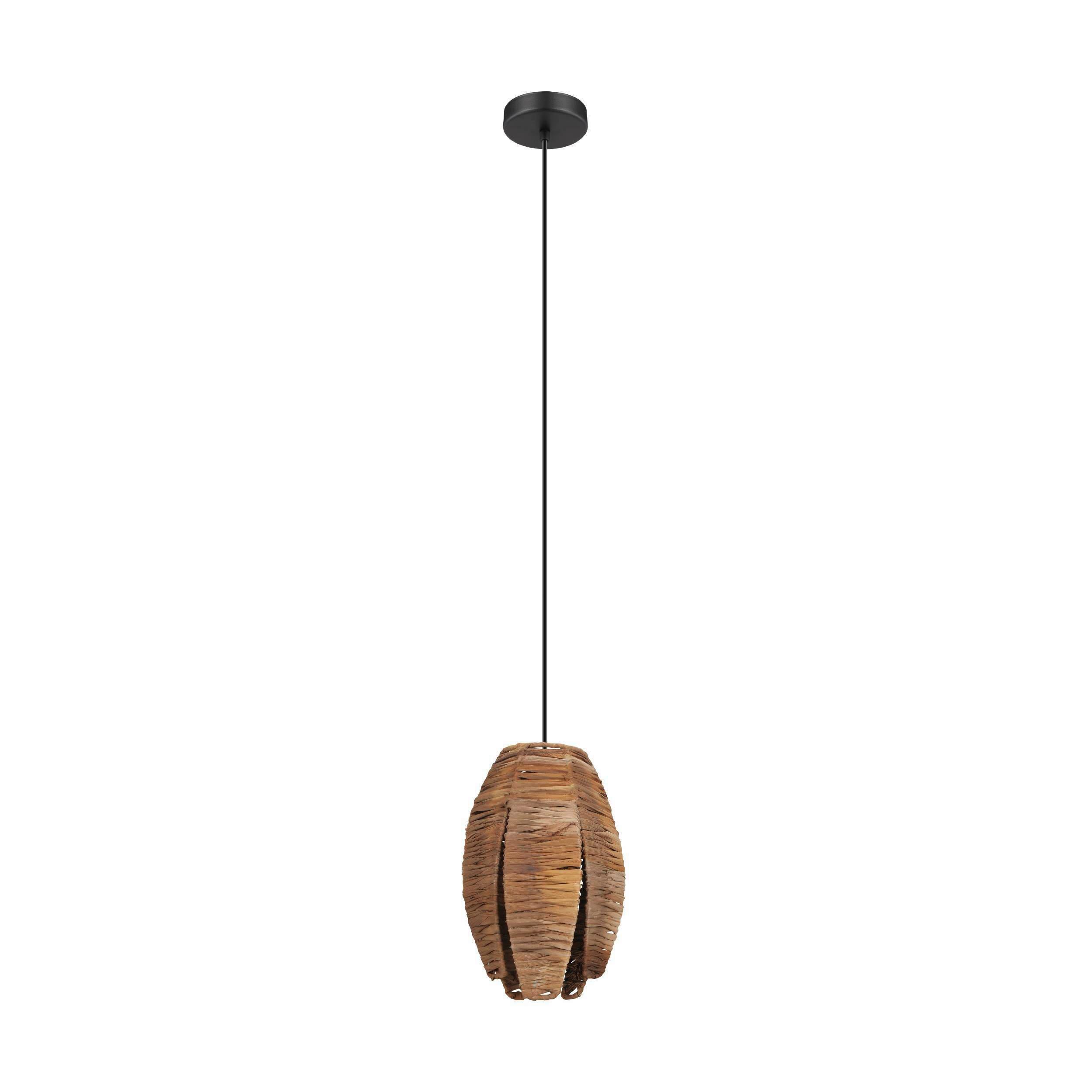 Hängeleuchte 43294_mongu 1 - Schwarz/Braun, Natur, Textil/Metall (18/110cm) - Eglo