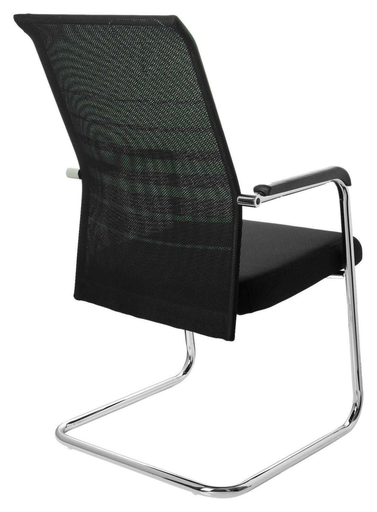 Besucherstuhl mit Armstützen Grün/Schwarz Bis 120 Kg - Chromfarben/Schwarz, MODERN, Kunststoff/Textil (57/104/55cm) - MID.YOU