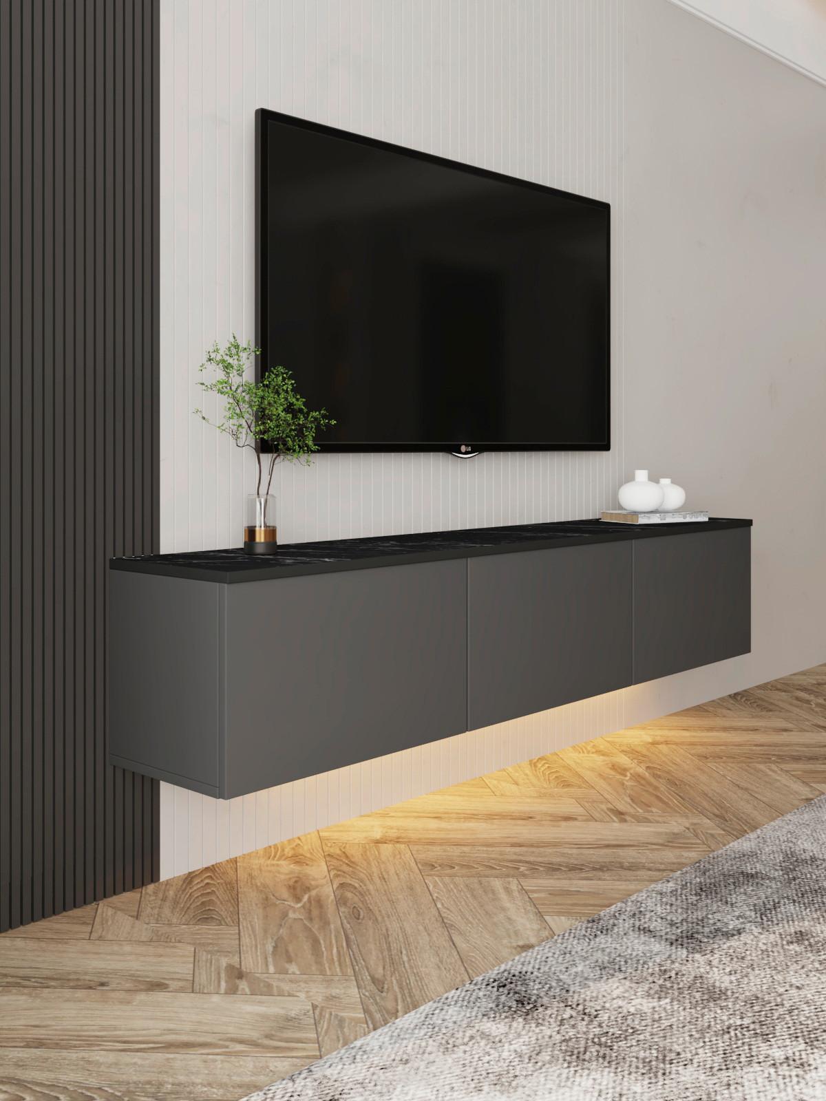 Lowboard Neon Anhrazit/Schwarz B: 160 cm - Anthrazit/Schwarz, Design, Holzwerkstoff (160/35/32cm) - Livetastic