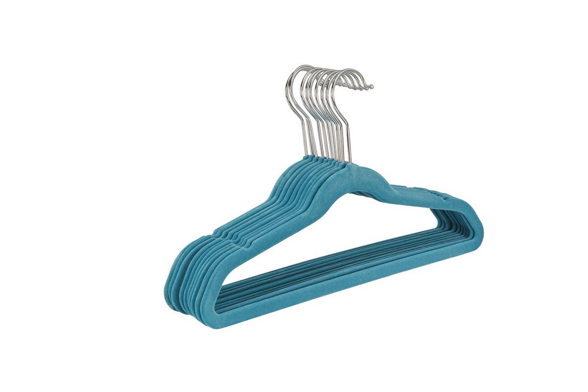 Kinderkleiderbügel Frieda, 10-Set, Samt - Blau/Rosa, KONVENTIONELL, Kunststoff/Metall (34,5/21/0,5cm) - Homezone