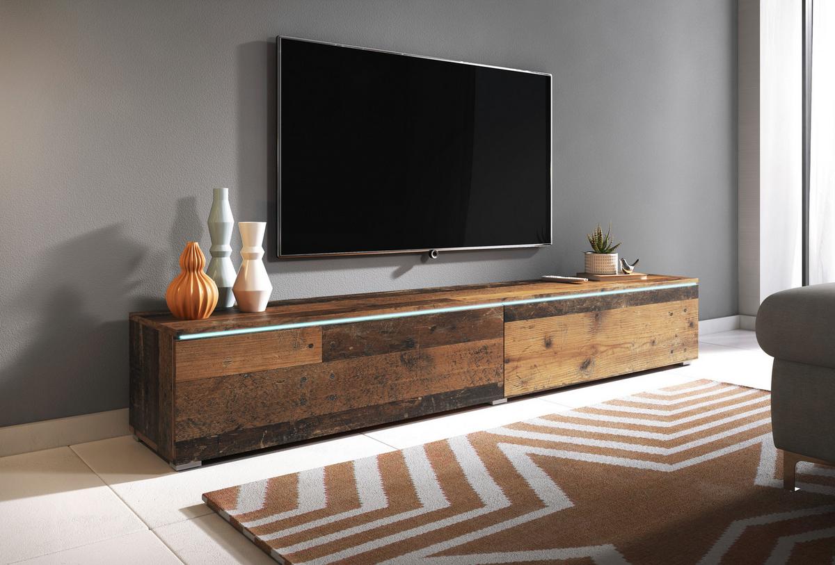 TV komoda dekor old Vintage - šedá/barva starého dubu, Lifestyle, kompozitní dřevo/plast (180/30/33cm) - P & B
