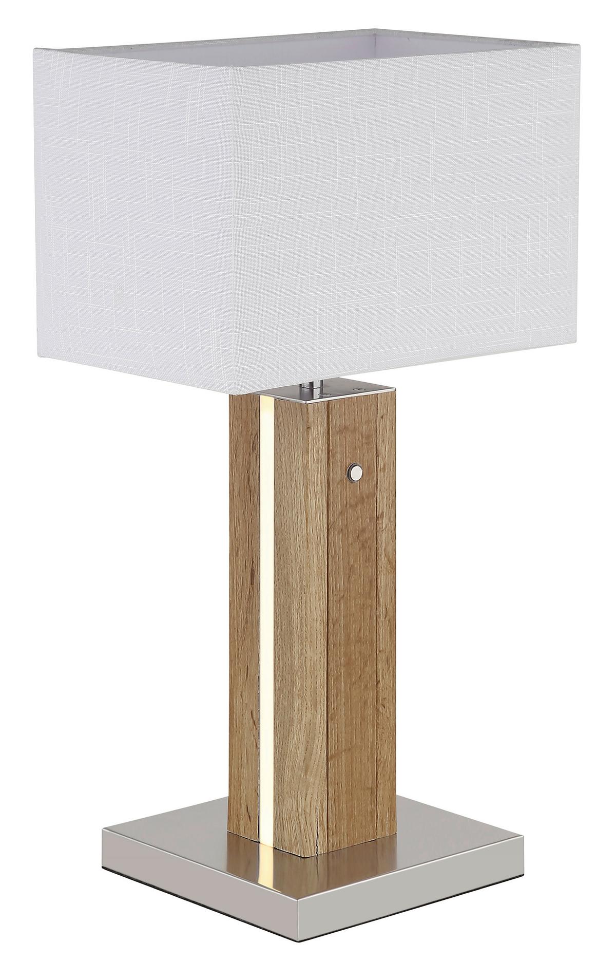 Tischleuchte Weiß 230V LxBxH: ca. 30x20x56 cm - Chromfarben/Transparent, Design, Holzwerkstoff/Kunststoff (30/20/56cm) - Globo
