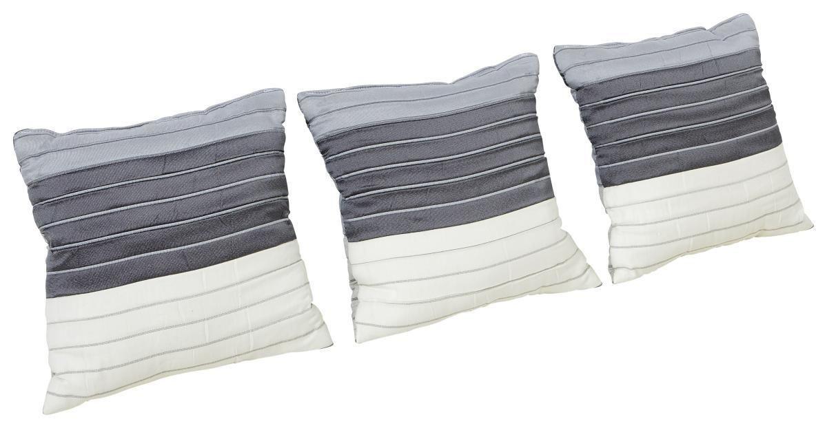 Zierkissen Columbia 3-Tlg. 40x40 cm Baumwolle Grau/Weiß - Weiß/Grau, KONVENTIONELL, Textil (40/40cm)