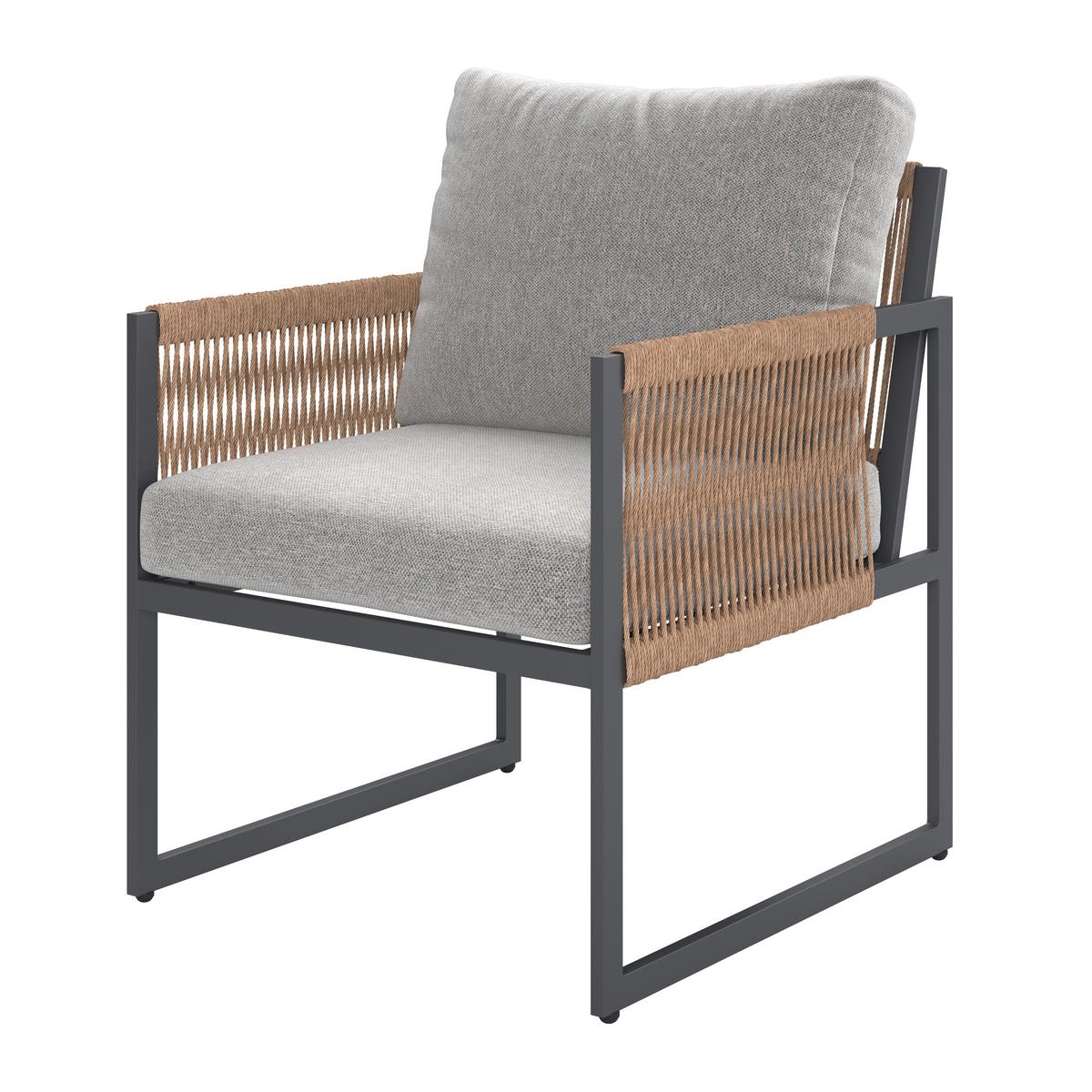 Loungegarnitur Lyon - Dunkelgrau/Beige, MODERN, Glas/Kunststoff (244,50/187cm) - Beldano