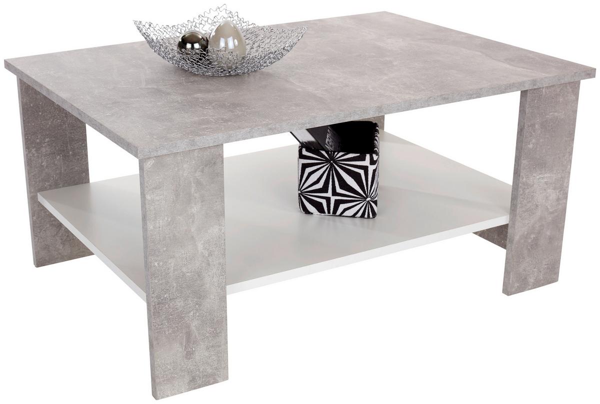 Couchtisch mit Ablagefach Paolo, Betonoptik Hell/Weiß - Hellgrau/Weiß, KONVENTIONELL, Holz/Holzwerkstoff (90/41/55cm)