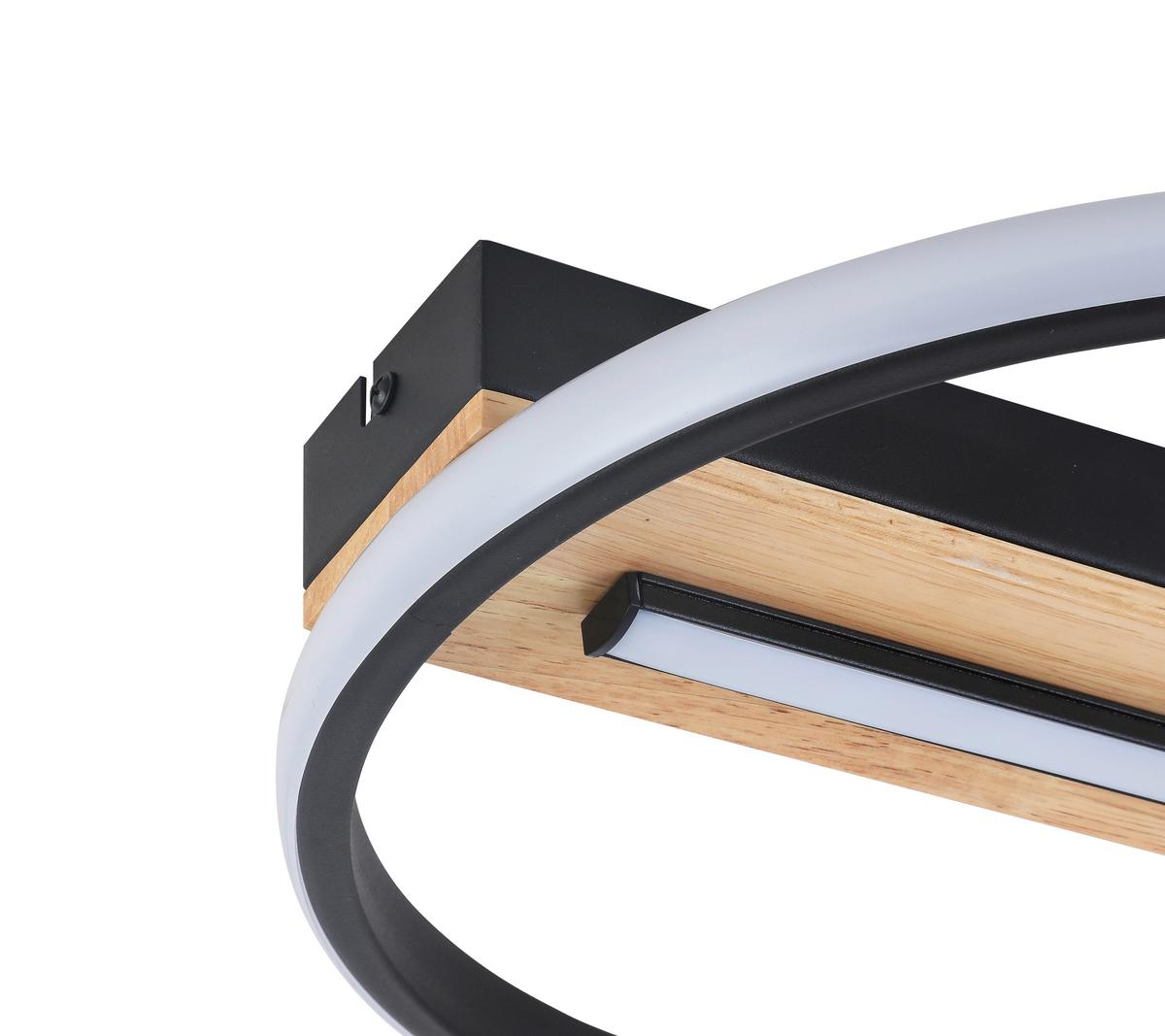 LED-Deckenleuchte Adora - Schwarz/Naturfarben, MODERN, Holz/Kunststoff (34,3/6cm) - Luca Bessoni