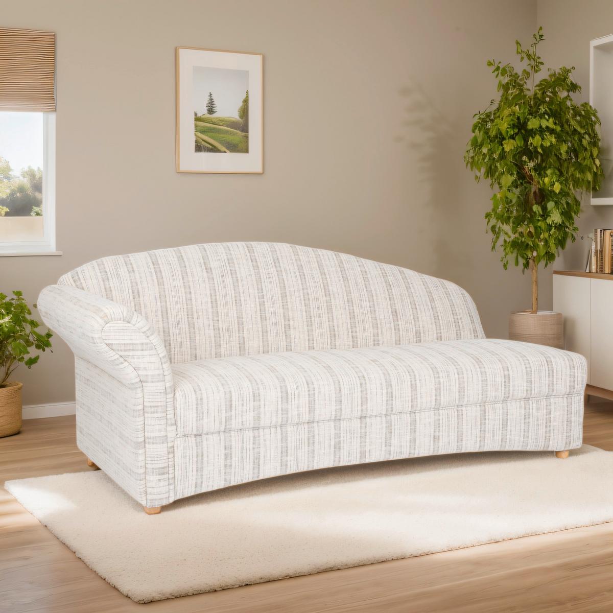 3-Sitzer Loretta ca. 193x83x85 cm, Armlehne links - Hellgrau, Basics, Holz/Textil (193/83/85cm)