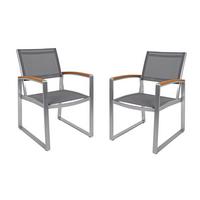 Gartensessel Stapelbar Ava 2er-Set Aluminium/Kunststoff - Hellbraun/Dunkelgrau, Basics, Kunststoff/Metall (56/84/66cm) - Gardenson
