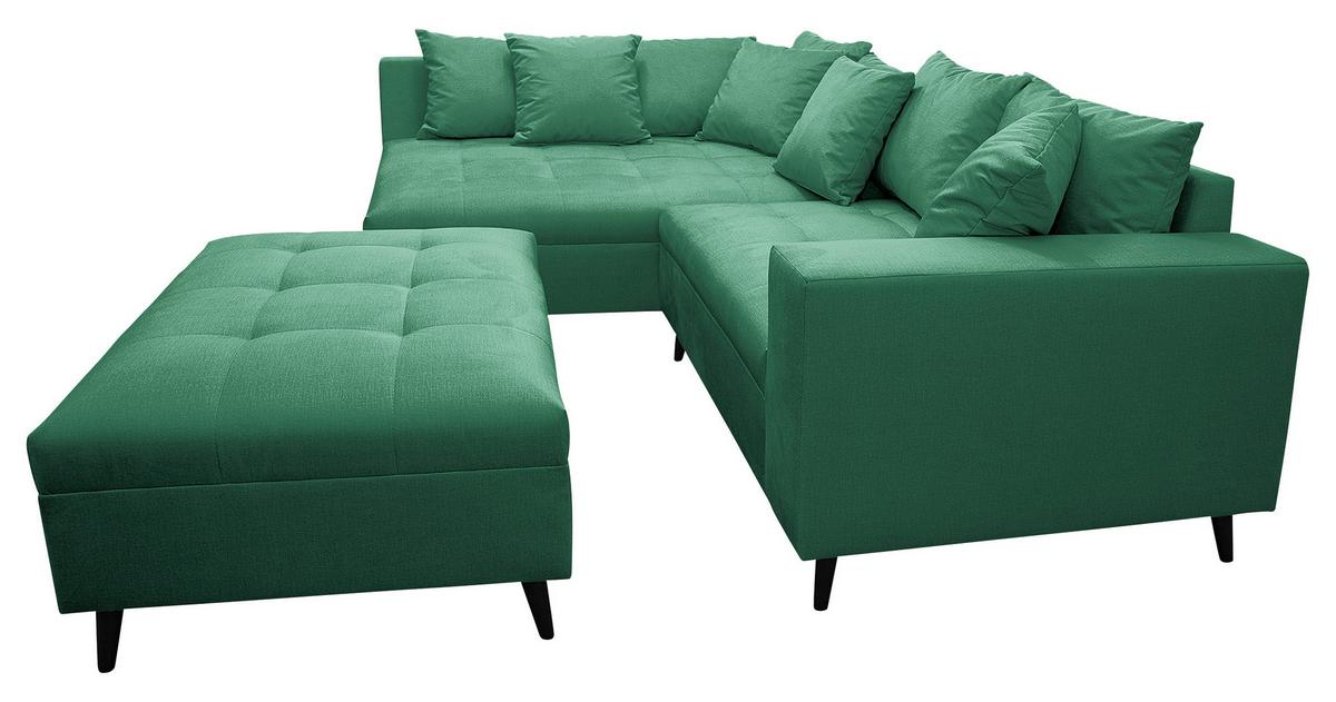 Ecksofa Pruno, Grün S: 174x247 Cm - Schwarz/Grün, Design, Textil (174/247cm) - MID.YOU