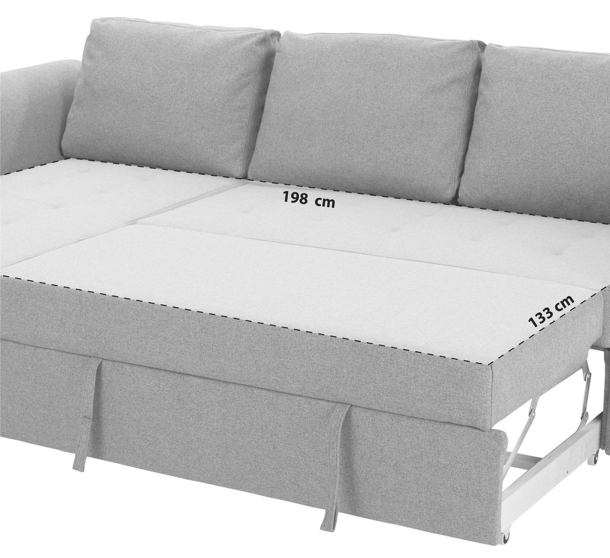 Ecksofa mit Schlaffunktion + Bettkasten Lasse Textil - Anthrazit/Schwarz, MODERN, Textil (260/155cm) - Ondega