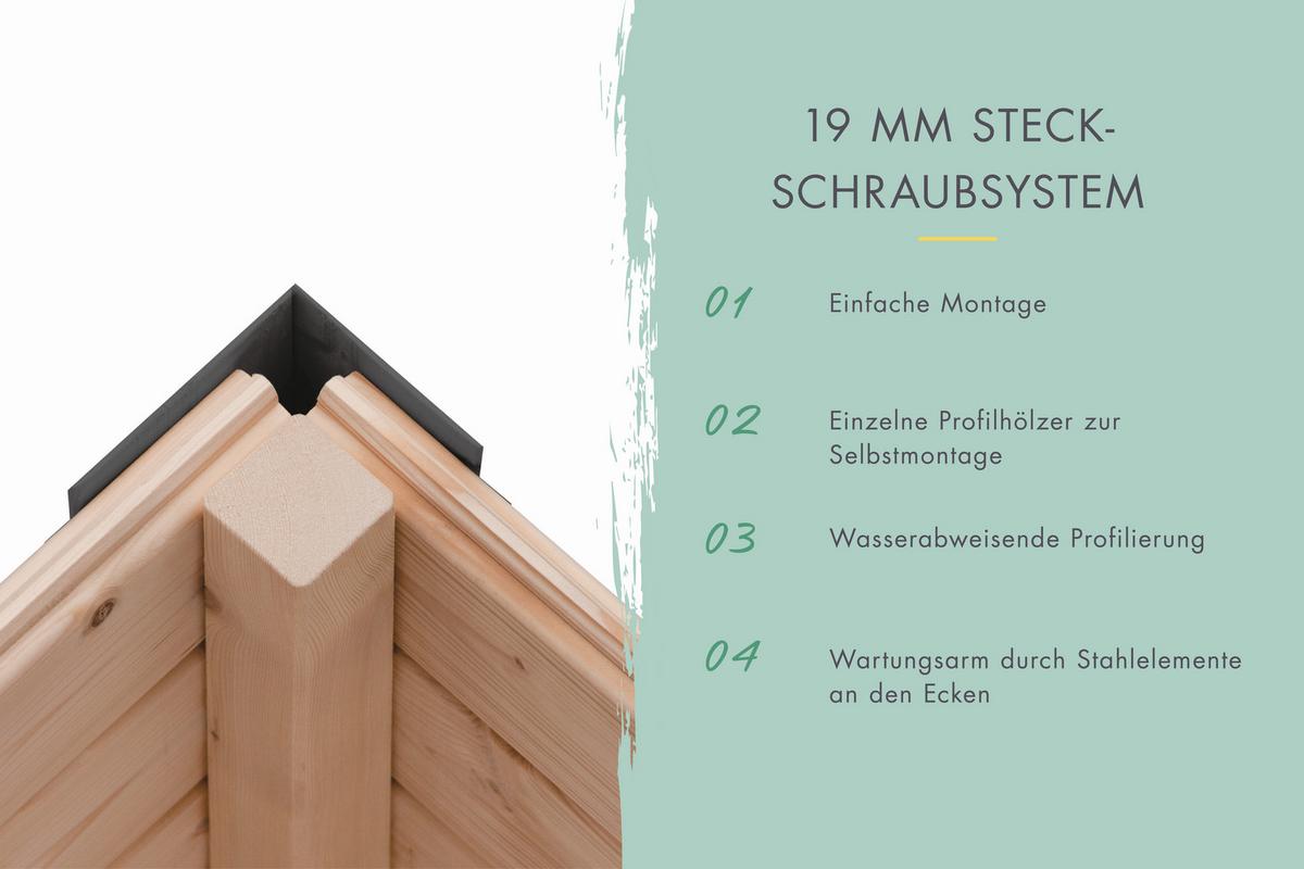 Gartenhaus Gais 2 mit Anbaudach und Fußboden - Anthrazit, MODERN, Holz/Metall (209/208/213cm)