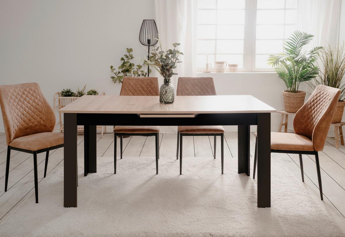 Esstisch Birmingham 80b - Schwarz/Eiche Artisan, MODERN, Holzwerkstoff (160-200/80/75cm) - MID.YOU