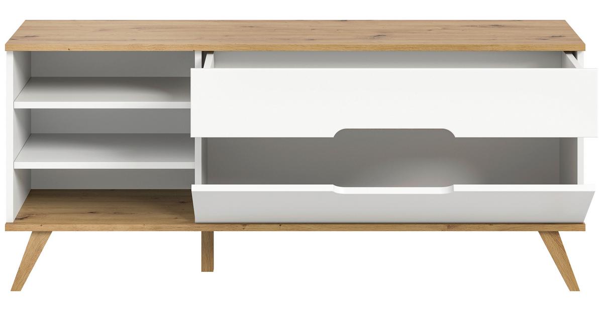 Lowboard Stockholm Eichefarben/weiß B: 140 Cm - Eichefarben/Weiß, Design, Holzwerkstoff (140/60/40cm) - MID.YOU
