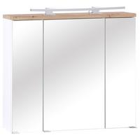 Spiegelschrank Marbella Mit Led 3-Türig Bht: 80x70x20 Cm - Weiß, MODERN, Glas/Holzwerkstoff (80/70/20cm)