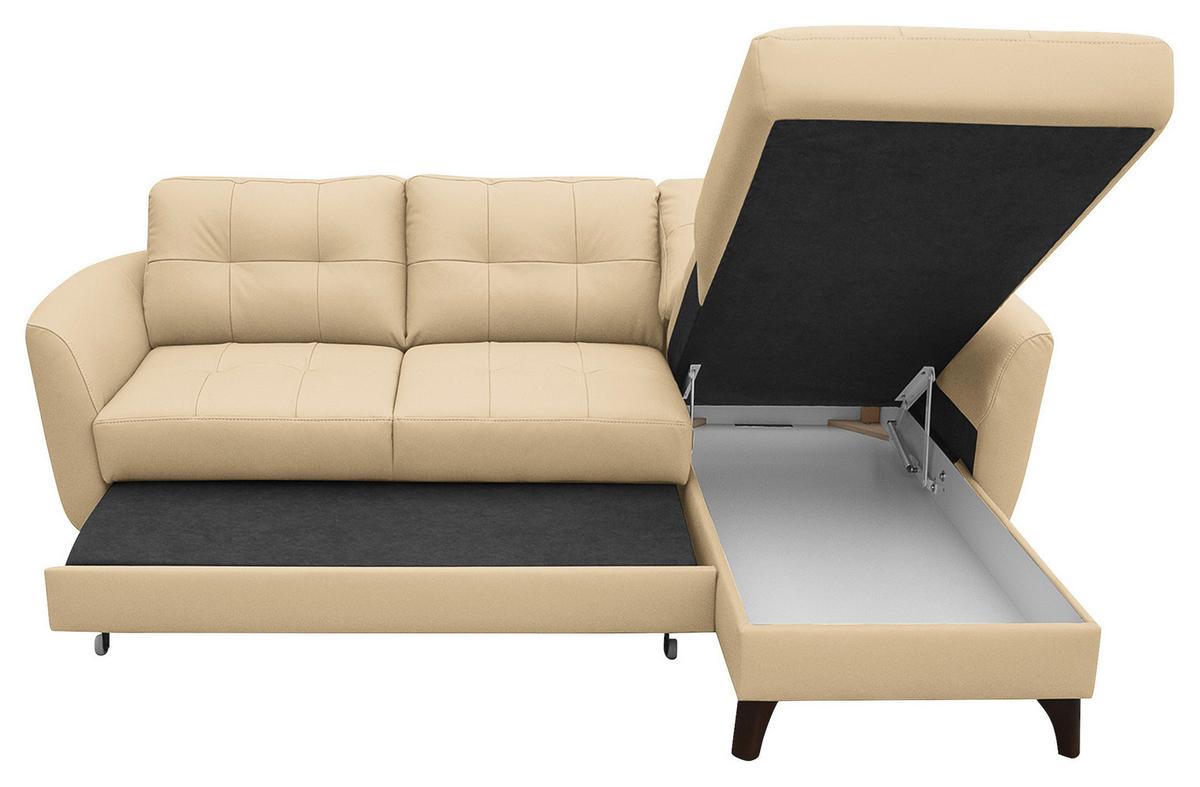 Ecksofa Nordic Beige S: 238x168 cm - Beige/Buchefarben, Design, Leder/Textil (238/168cm) - Livetastic