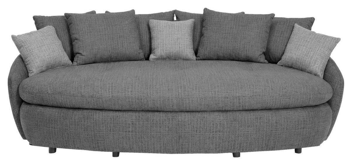 Megasofa Aruba 2 mit Kissen B: 238cm,grau Chenille - Hellgrau/Schwarz, Trend, Textil (238/80/140cm) - Luca Bessoni