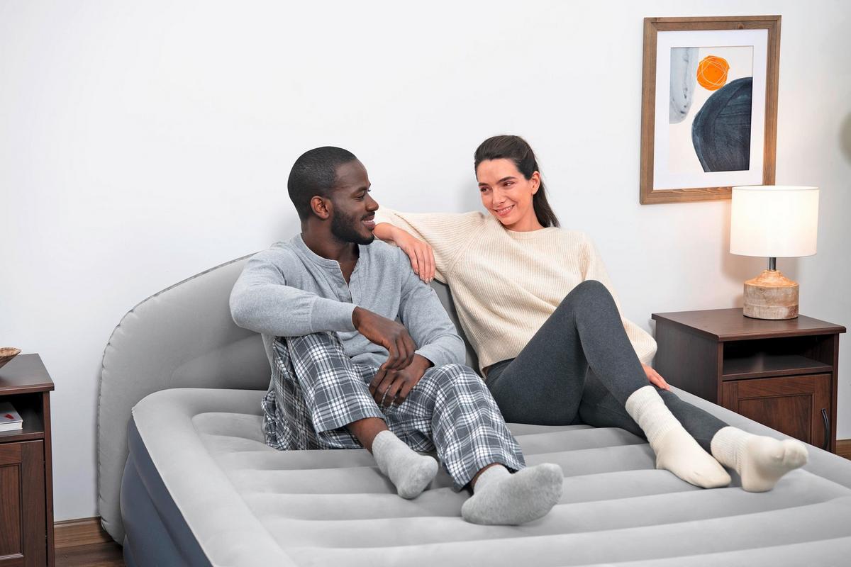 Luftbett Leon 229x152x84 cm Bis 300kg, inkl. Pumpe - Dunkelblau/Grau, KONVENTIONELL, Kunststoff/Metall (229/152/84cm) - Bestway