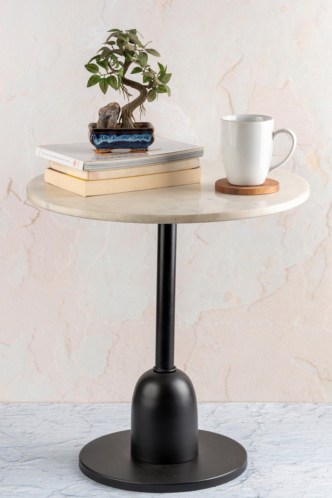 PRÍRUČNÝ STOLÍK GORDON 125 WEISS - čierna/biela, Design, kov/kameň (46/48cm) - MID.YOU